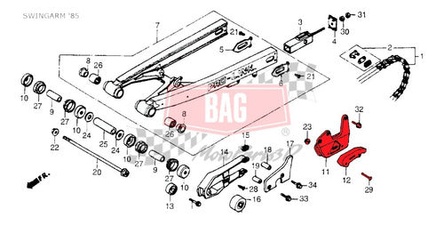 BAG MOTOPARTS3D Guide of Rear Chain Honda CR 125 250 500 1985 3