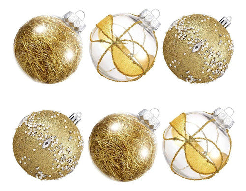 XmasExp Christmas Ball Ornaments Set - 3 Designs Gold 7cm 0