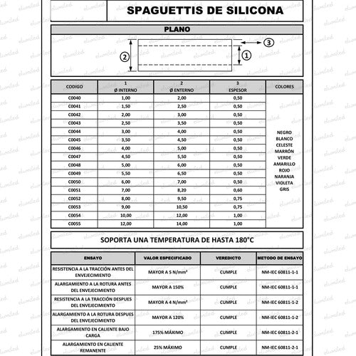 3 Metros Spaguetti Silicona Cables 1mm Int 180c Termico 2