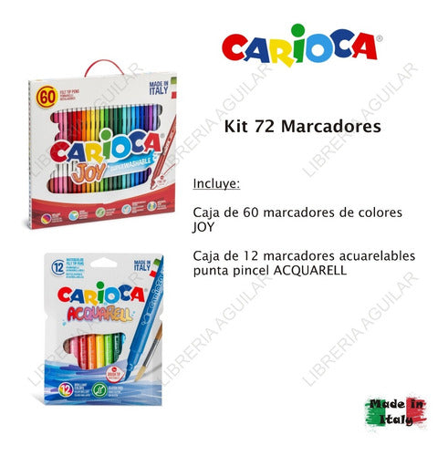 Set of 72 Carioca Watercolor Markers Gluten-Free Colorful Pack 1