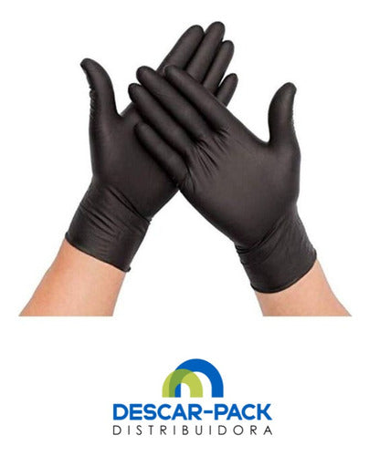 DescartPack Guantes Nitrilo Negro Descartables /10 Cajas X 100 Un 6