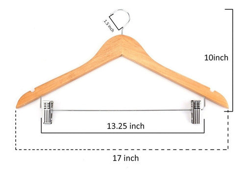 BAIBAO REGALO Wooden Hangers with Clips for Skirts and Pants - Pack of 36 7