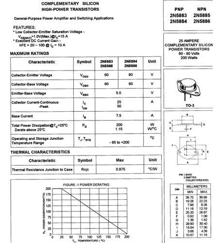 Transistor 2N5886 Semiconductor NPN 80V 25A 200W 4MHz Htec 2