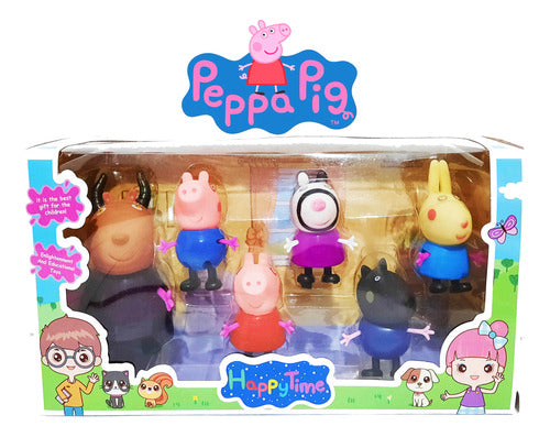 Peppa Pig Set 6 Muñecos Familia Y Abuelos Articulados C/caja 5