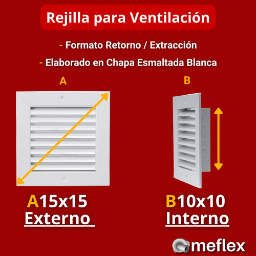 Rejilla De Ventilación 10x10 Cm Fija - Retorno / Extracción 1