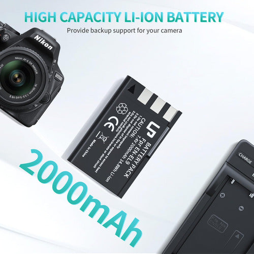 LP EN-EL9 EN-EL9A Battery Pack, LP 2-Pack Rechargeable Li-ion Battery Set for Nikon D40, D40x, D60, D3000, D5000 Cameras 5