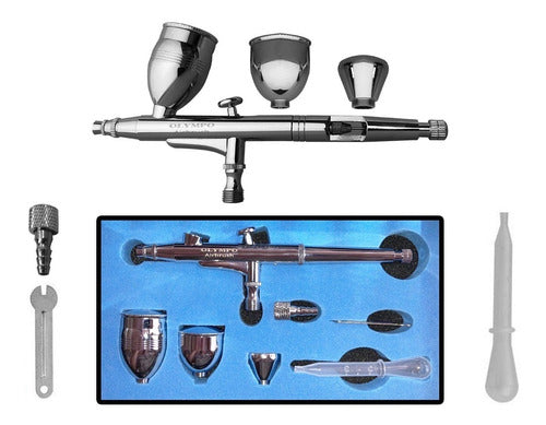 Olympo Double Action Airbrush 0.5 Mm with Interchangeable Cups + Training 0