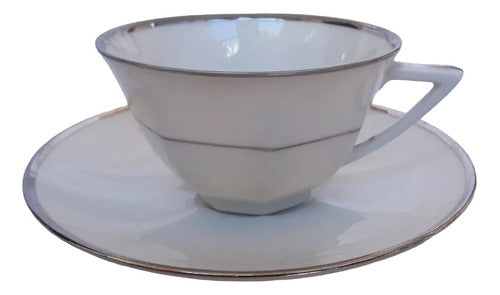 Taza De Te Porcelana Francesa Limoges Linea Color Plata (1) 0