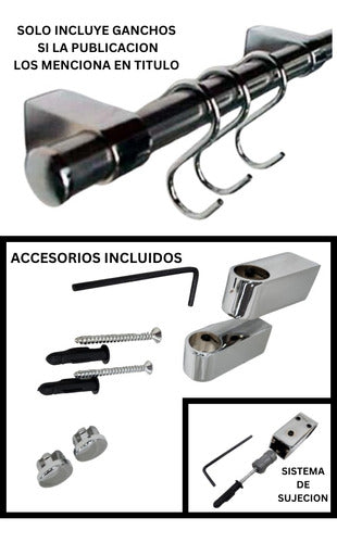 Barral Metal Cromado  Acc. De Fij 80 Cm Largo+ Porta Rollo 1