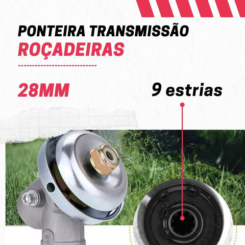 Ponteira + Carretel Roçadeira 43/52/63cc 28mm 9 Estrias 1