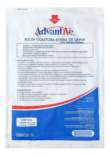 Bolsa Coletora De Urina Advantive Com Câmara Pasteur 4 Un 0