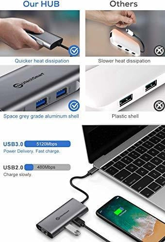 Hub Usb C Hub 6 En 1 Usb C A Hdmi 4k Con 1000m Ethernet 3