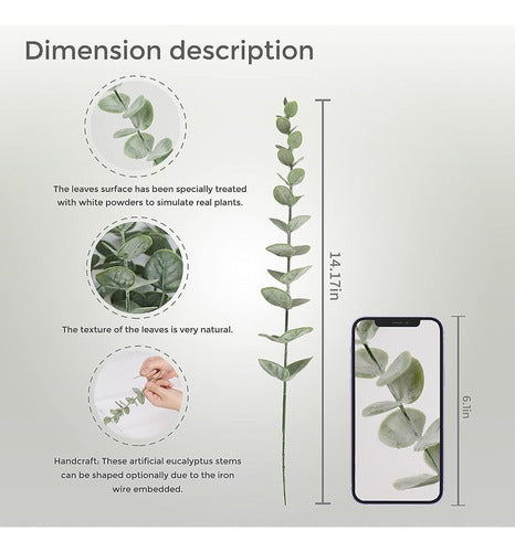 Tiyard 18pcs Eucalipto Tallos Artificiales Hojas De Eucalipt 1