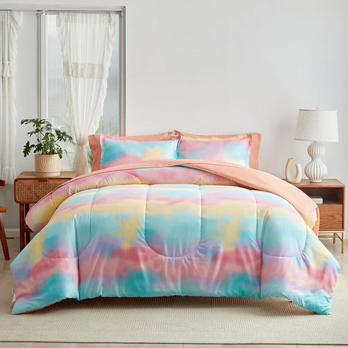 ~? Cama De Niñas En Una Bolsa Queen Size Rainbow Pink Blue E 0