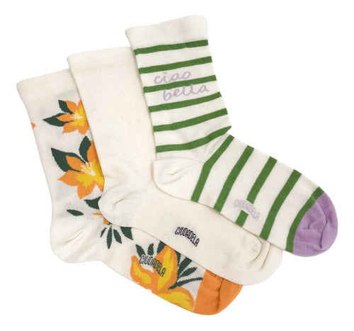 CIUDADELA Pack of 3 Women's Medium Crew Socks 0