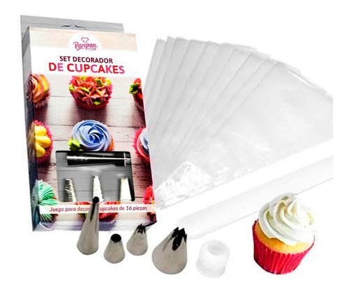 Set Decoración Cupcakes Picos Mangas 16 Piezas Parpen - Cc 0