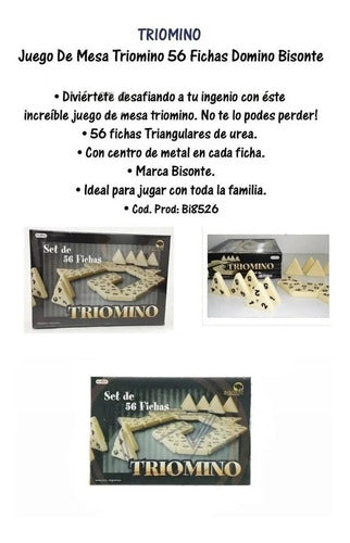 Juego Triomino De Mesa 56 Fichas Domino Triangular Bisonte 2