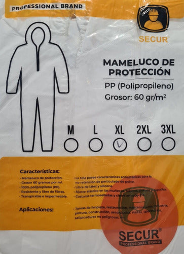 Secur Mameluco Impermeable Descartable Con Capucha 100% Protección 3