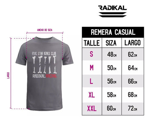 Radikal Racing Bones Grey Casual T-Shirt 1