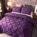 Feelyou Pintuck King Size Duvet Cover Set Purple Pinch Pleat 1