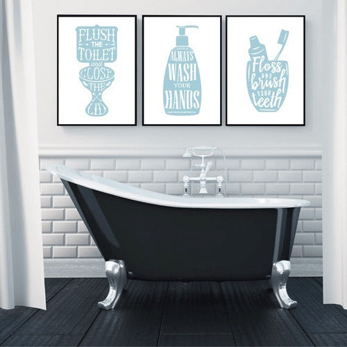 Set of 3 Bathroom Triptych Frames 20x30 - Hoku Deco 3