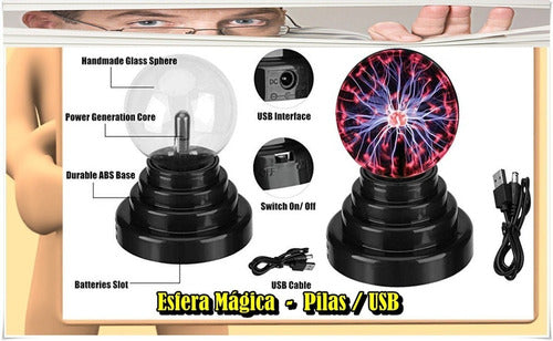 V.Urquiza Magic Crystal Ball Lamp - Plasma Light with USB/Battery 2