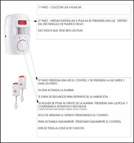 Alarma Inalambrica Sensor De Movimiento 2 Control Remoto 1