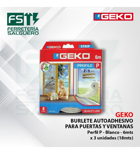 Geko 3 X Burlete Puerta Y Ventana Perfil P Blanco Marrón 1