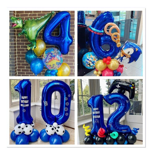 Silverled 80cm Metallic Balloon Blue Happy Birthday 7