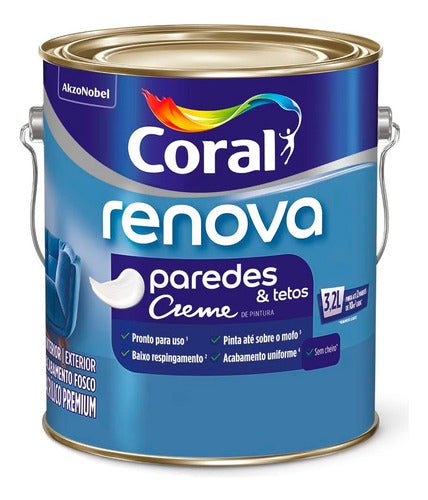 Tinta Coral Premium Fosca Renova Parede E Teto - Areia 3,2l 0