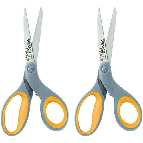 Westcott 8-Inch Office Scissors, Titanium, 2 Pack 1