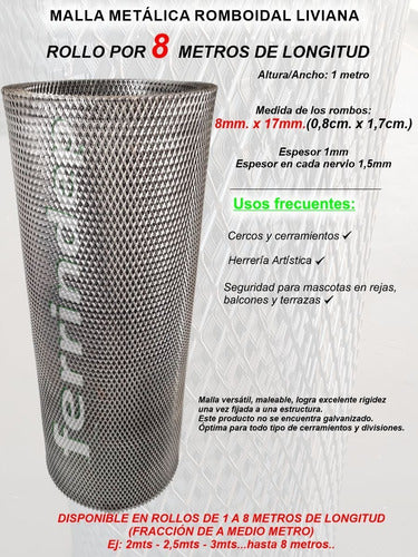 Weldedmesh Light Galvanized Diamond Mesh 8x17mm Expanded 1x8m Roll 2