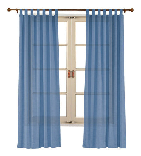 Haussman Cortinas De Tela Simil Lino Azul 2 Paños 140x220 0