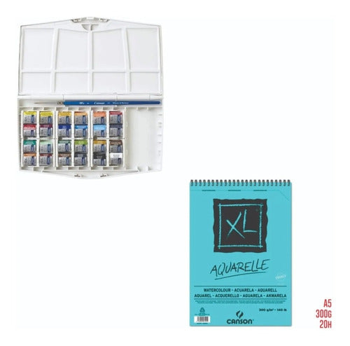 Winsor & Newton Cotman Watercolors X24 + Canson XL Aquarelle A5 Block 1