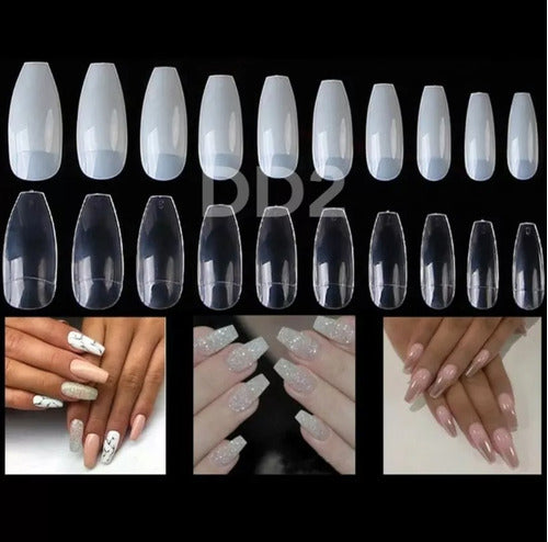 DD2 Ballerina Coffin Tips X100 Ultra Thin Flexible Nail Manicure 2