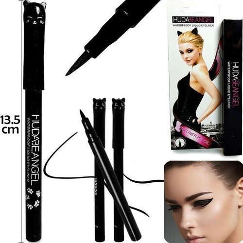 Makeup Combo: HudaAngel Eyeliner Fibron + Cat Line Stencil 0