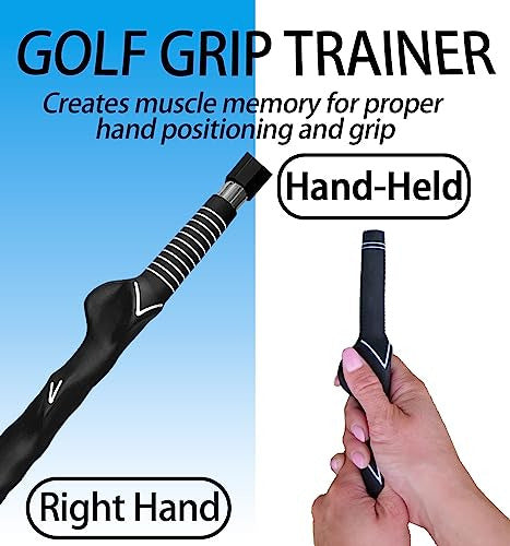 Entrenador De Swing De Golf Plegable Portatil Derecha Negro 3