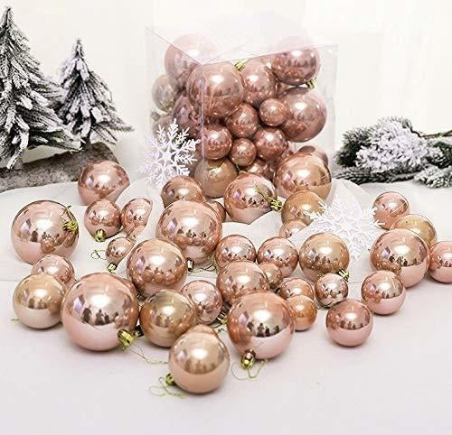 AMS 40ct Christmas Ball Plated Ornaments Tree Collection - Pearl Rose Gold 4