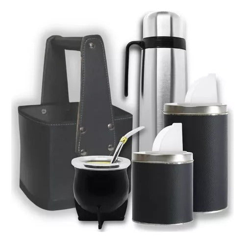 Complete Argentine and Uruguayan Mate Set with Thermos, Mate Cup, Straw, Sugar Bowl, and Yerba Holder - Equipo Matero Termo Mate Uruguayo Yerbera Azucarera Canasta
