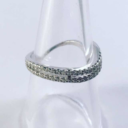 Inspira Joyas Anillo Doble Medio Sin Fin Zig Zag En Plata 925 Y Zirconias 1