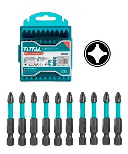 Pack of 10 Impact Phillips PH2 x 50mm Magnetic Tips in Plastic Case 2