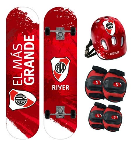 Skate Patineta 60x15 Set Proteccion Casco Boca River Oferta 3