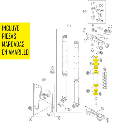 Bearing Connections Kit De Rulemanes Direccion KTM EXC 125 2T 1998-2016 1