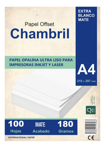 Chambril A4 Matte 180g Inkjet Photo Opalina Paper 100 Sheets 0