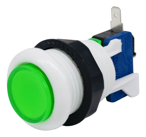 ELUMILED 2 Botones Pulsador Arcade Microswitch 33mm O:28mm Verde 0