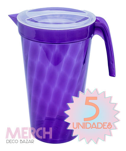 Merch Deco Bazar 5 Plastic Jugs With Lid 2250cc Assorted Colors Diamond 1