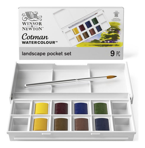 Winsor & Newton Cotman Watercolor Set Landscape 9 Pieces 0