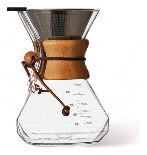 Casa Práctica Cafetera Pour Over Borosilicato C/filtro Ac Inox 600 Ml 2