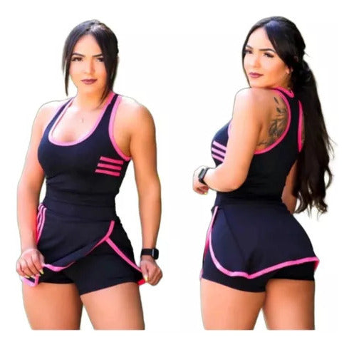 Conjunto Pack 2 Short Pollera, Top Moda Fitness 3