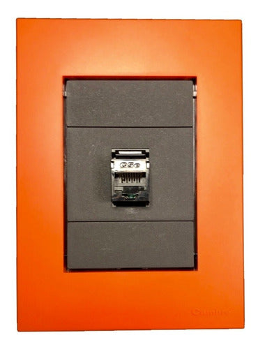 Cambre Llave Armada 1 RJ45 Gris C/tapa Naranja Completa Bauhaus 0